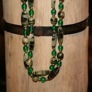 Green, gold, and camo necklace